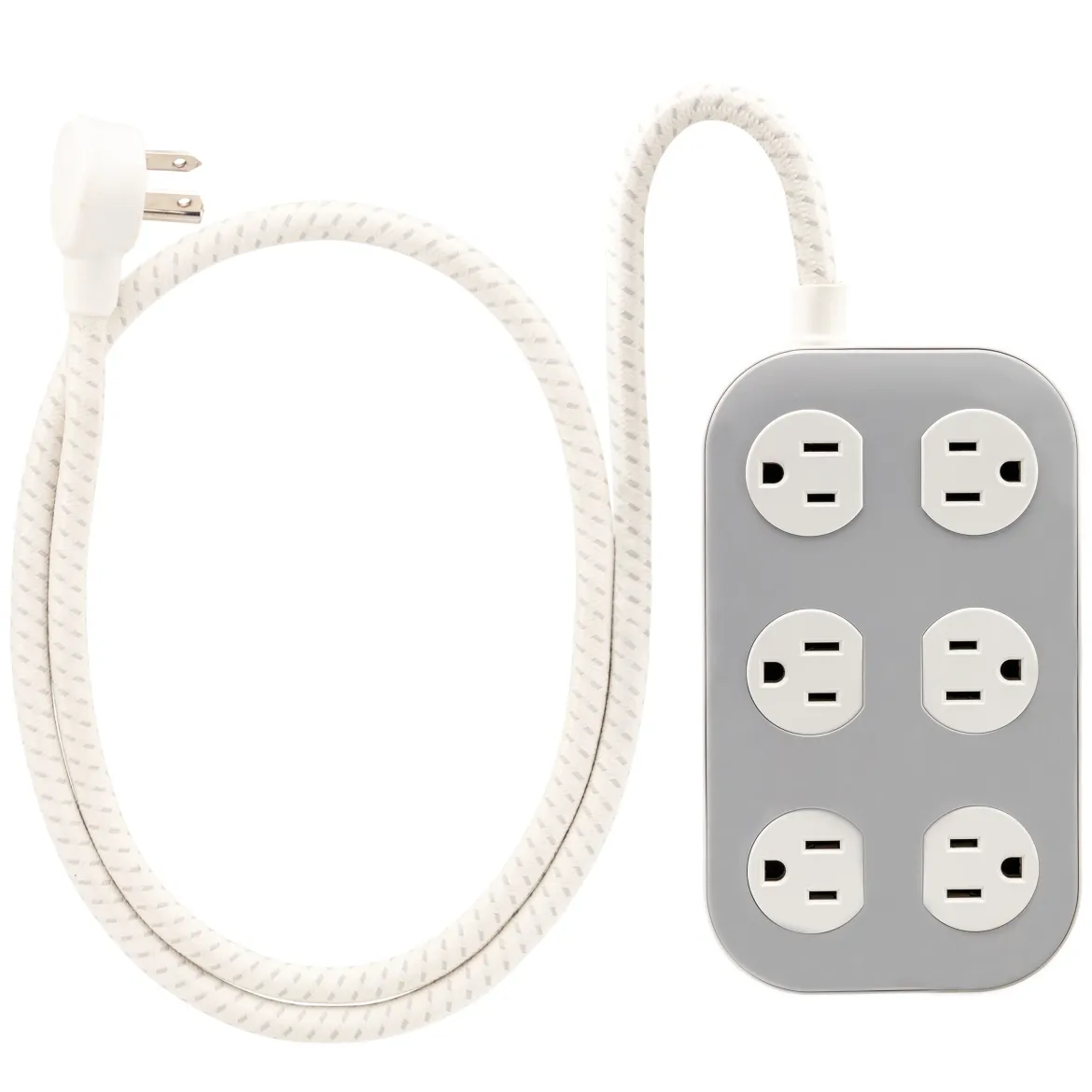 Cordinate ADAPT 6-Outlet 4ft. Braided Extension Cord with Surge Protection, Cream/Gray