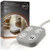 Cordinate ADAPT 3-Outlet, 2-USB 4ft. Braided Extension Cord, Cream/Gray