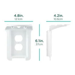 Cordinate Cord-Wrap Duplex Receptacle Wall Plate with Shelf, 2 Pack, White