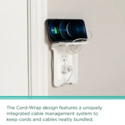 Cordinate Cord-Wrap Duplex Receptacle Wall Plate with Shelf, 2 Pack, White