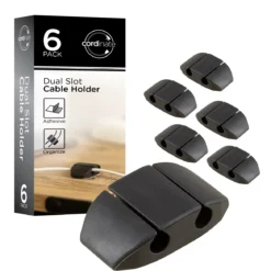 Cordinate Dual Slot Cable Management Dots, 6 Pack, Black,