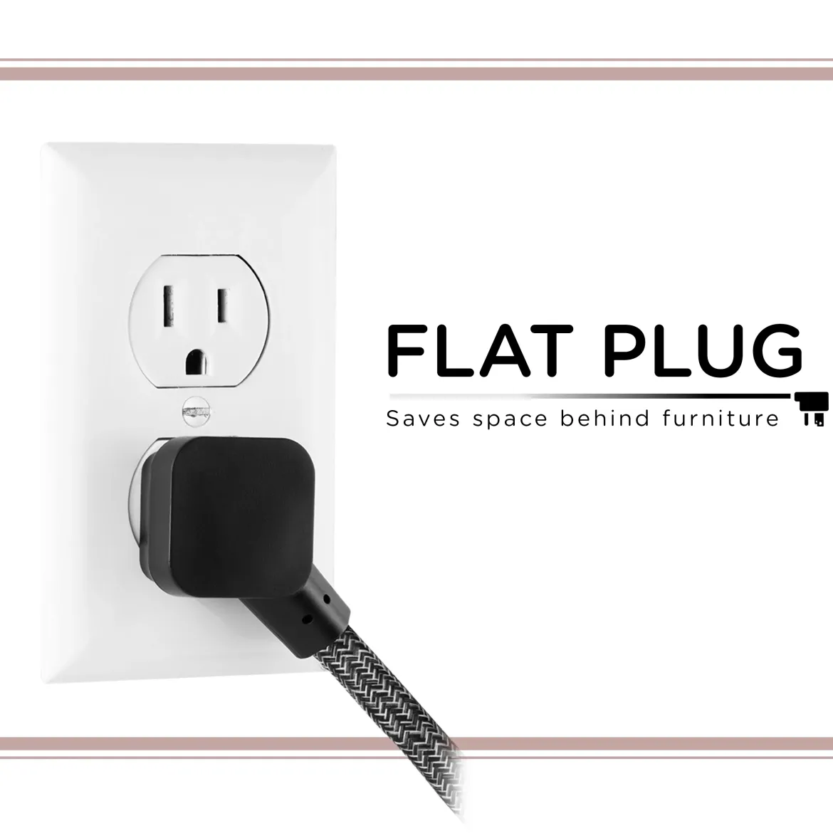 Cordinate 15ft. 3-Outlet Extension Cord, Black Heather