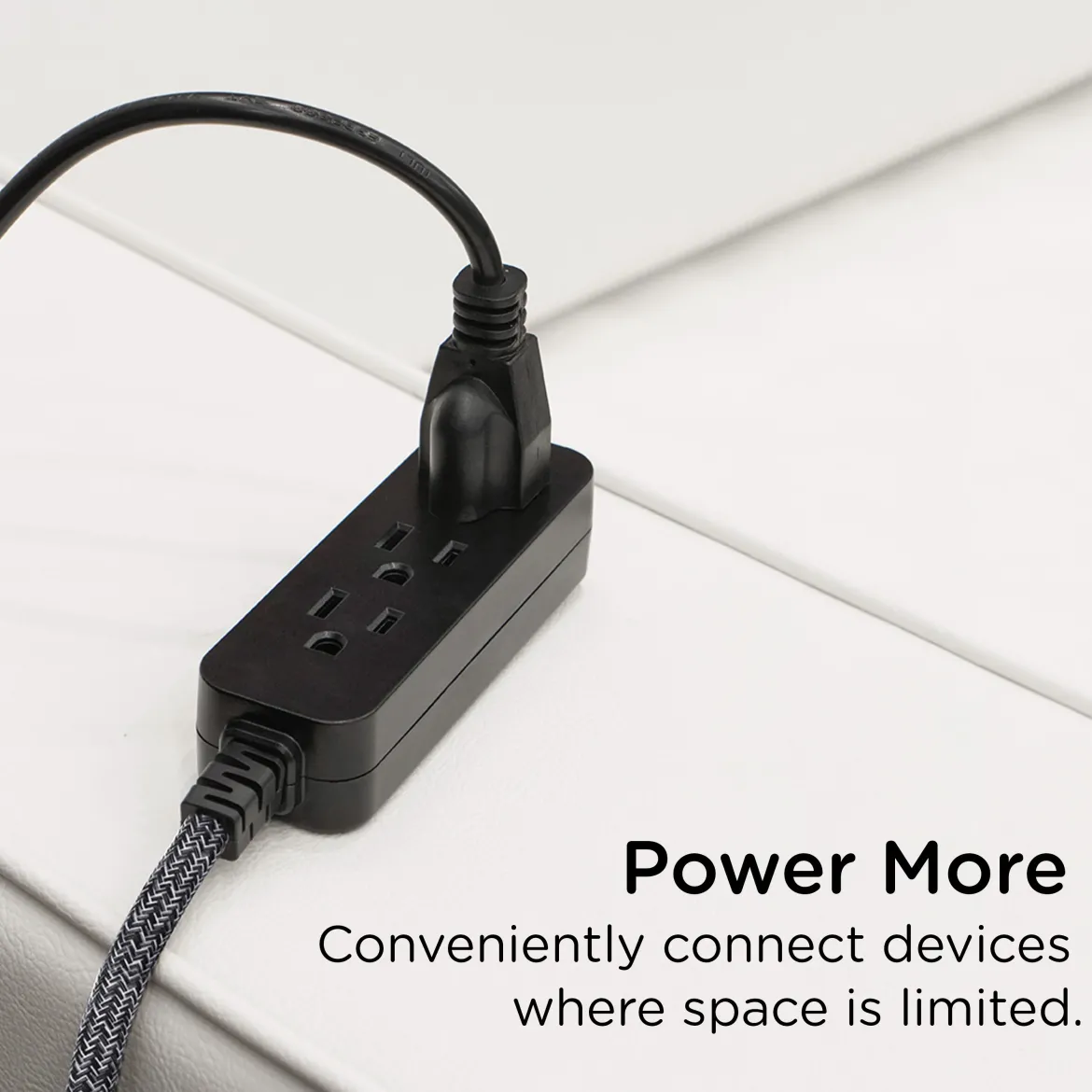 Cordinate 15ft. 3-Outlet Extension Cord, Black Heather