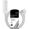 Cordinate 10ft. 3-Outlet Extension Cord, Gray/White