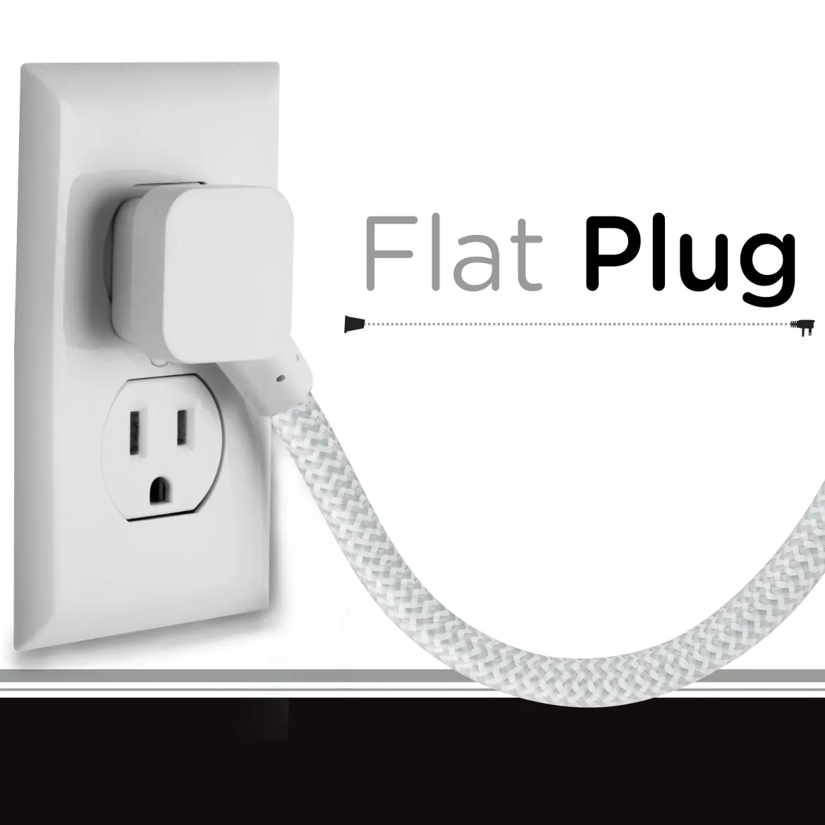 Cordinate 10ft. 3-Outlet Extension Cord, Gray/White