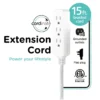 Cordinate 15ft. 3-Outlet Indoor Extension Cord, Gray/White