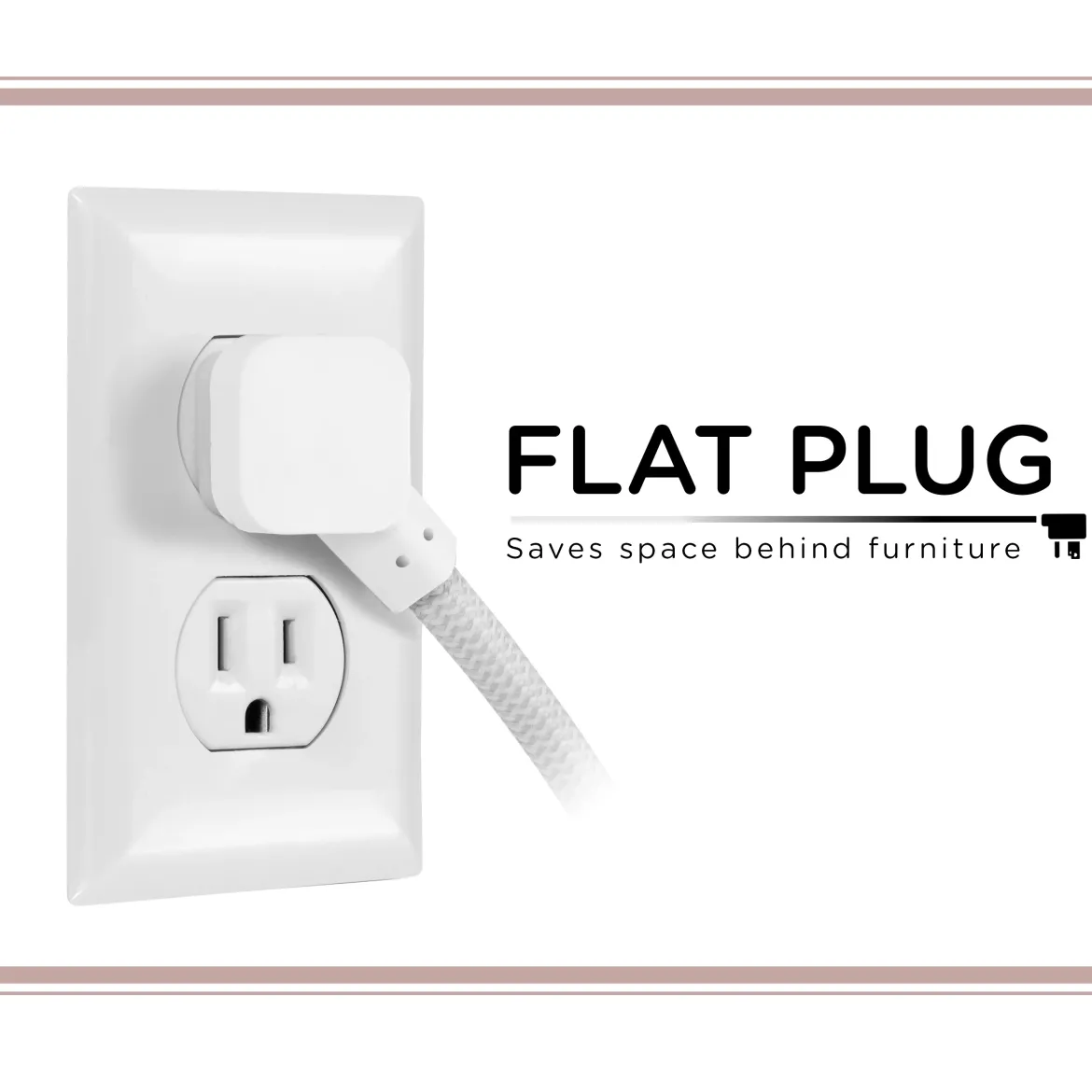 Cordinate 15ft. 3-Outlet Indoor Extension Cord, Gray/White