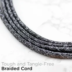 Cordinate 8ft. 3-Outlet Polarized Extension Cord, Black/Gray Heather, Braided Cord