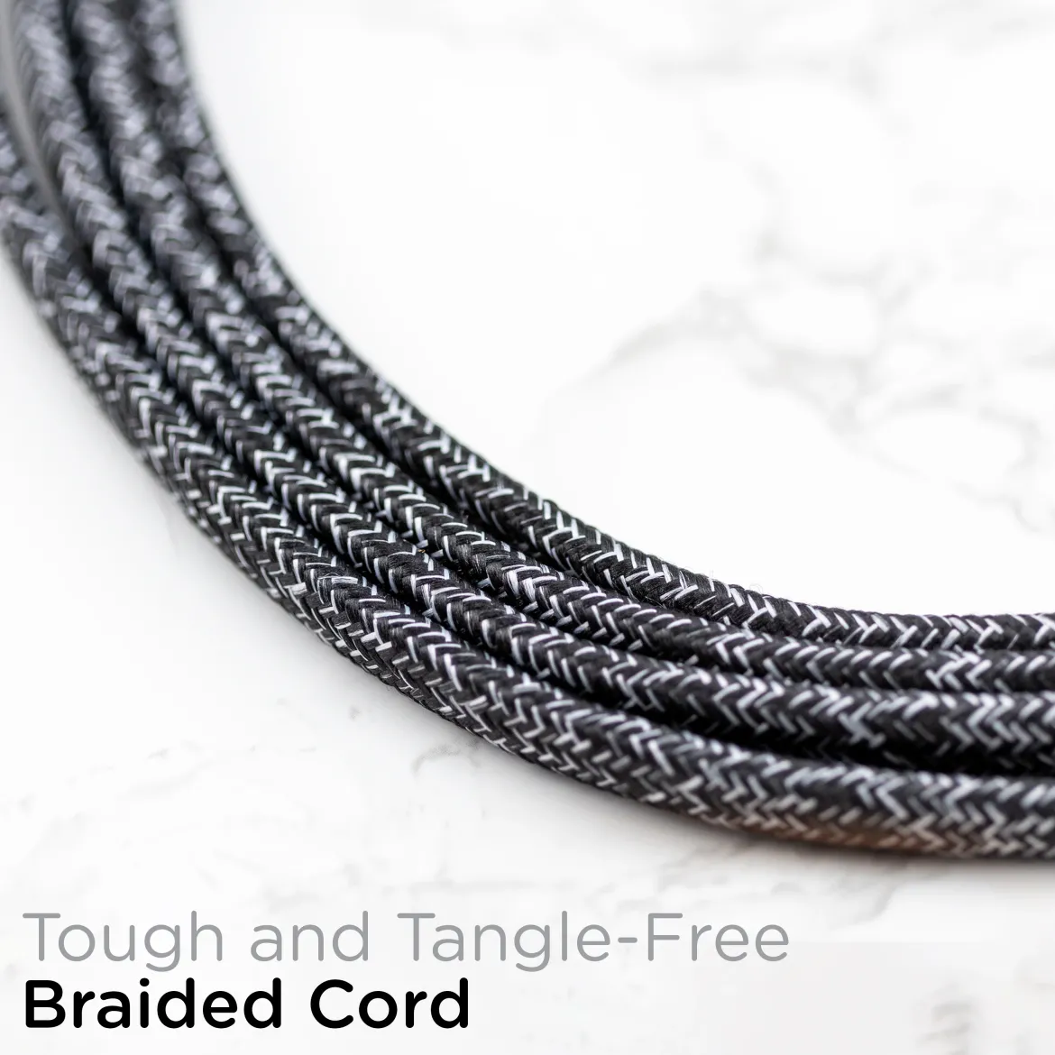 Cordinate 8ft. 3-Outlet Polarized Extension Cord, Black/Gray Heather, Braided Cord