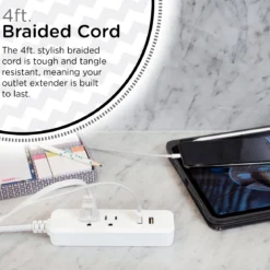 Cordinate 4ft. 2 Outlet, 2 USB Port Extension Cord