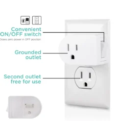 Cordinate Grounded 1-Outlet Power Switch, White