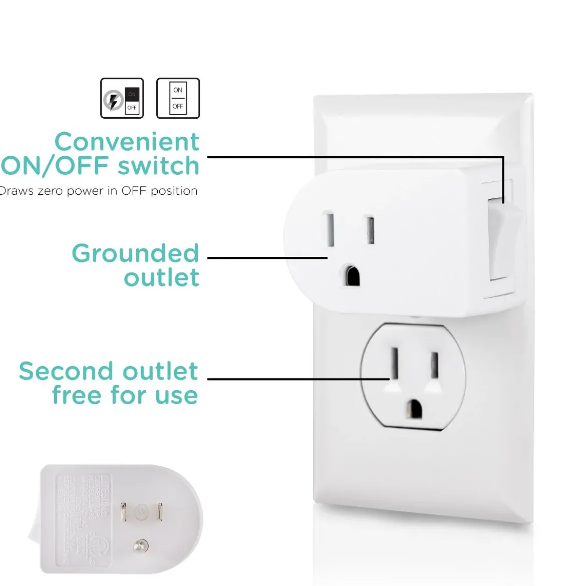 Cordinate Grounded 1-Outlet Power Switch, White