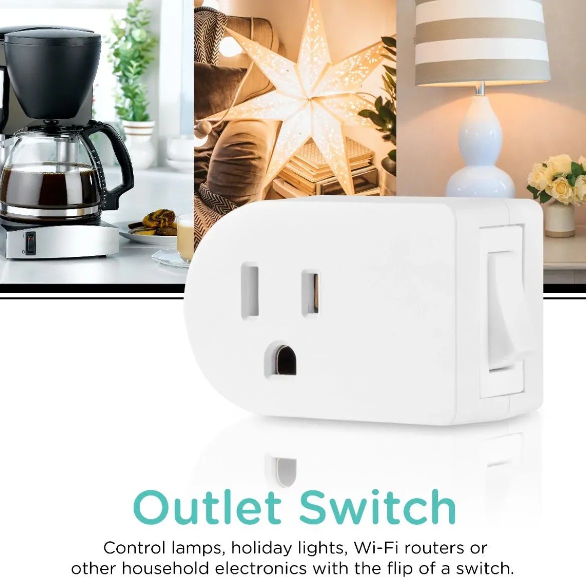 Cordinate Grounded 1-Outlet Power Switch, White