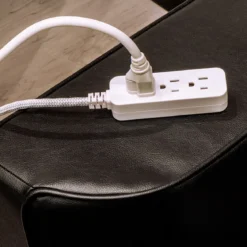 Cordinate 3-Outlet 10ft. Braided Extension Cord, White/Gray
