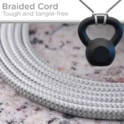 Cordinate 3-Outlet 8ft. Braided Extension Cord, Gray/White