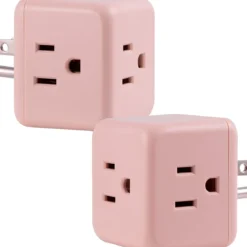 Cordinate 3-Outlet Surge Protector, blush cube, 2 pack