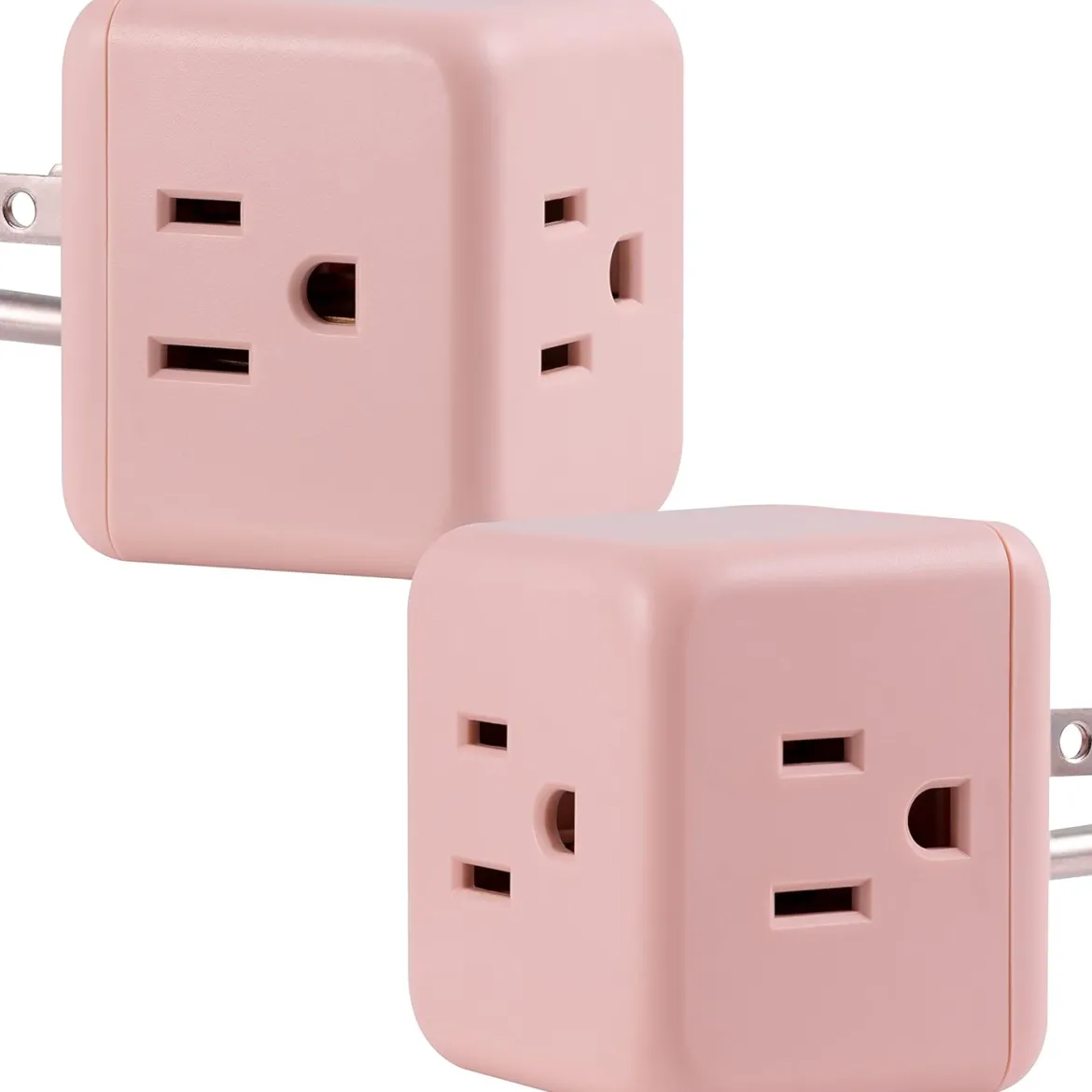 Cordinate 3-Outlet Surge Protector, blush cube, 2 pack