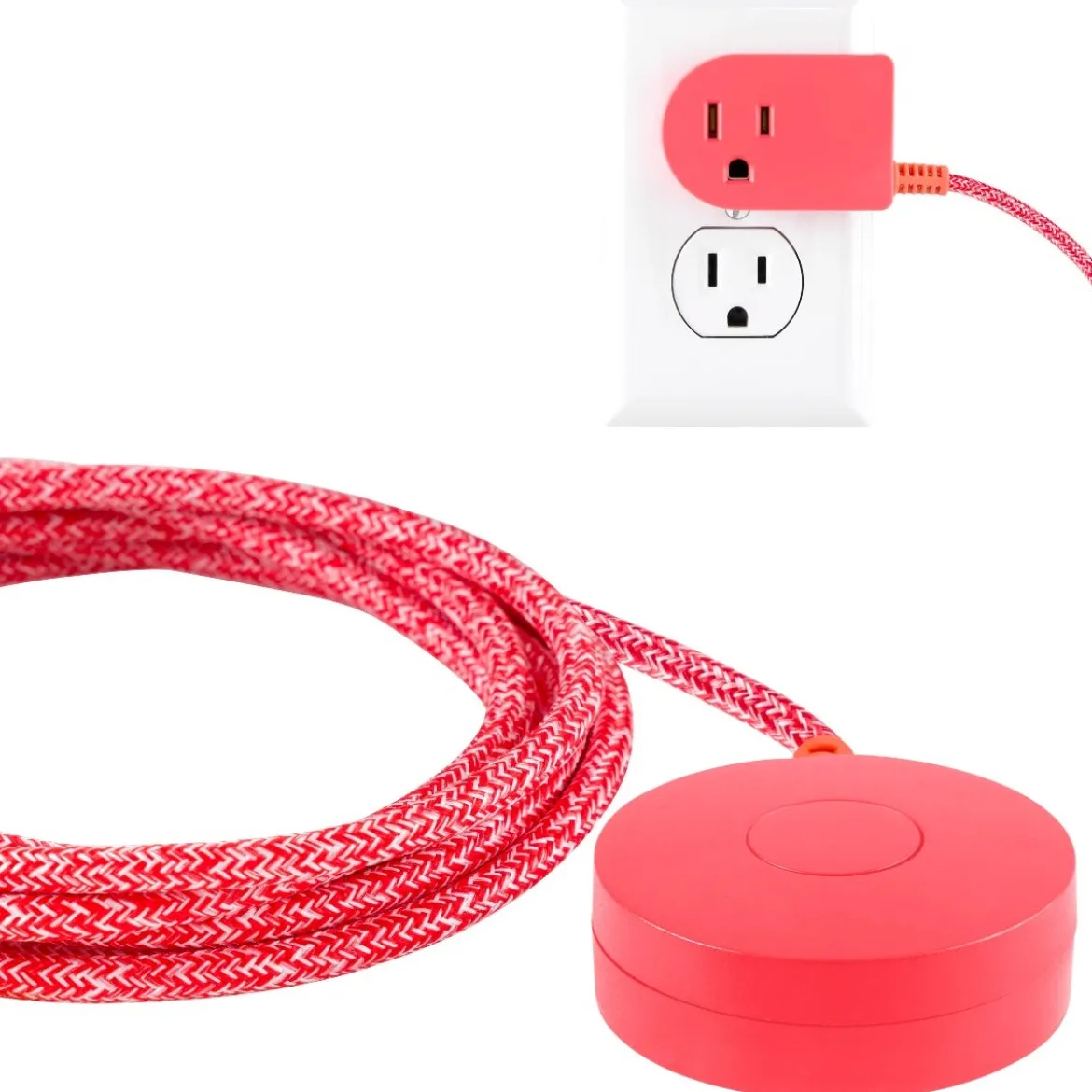 Cordinate Tabletop Switch with 6ft. Braided Cord, Coral