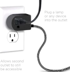Cordinate Tabletop Switch with Braided Cord, Black, 2pk