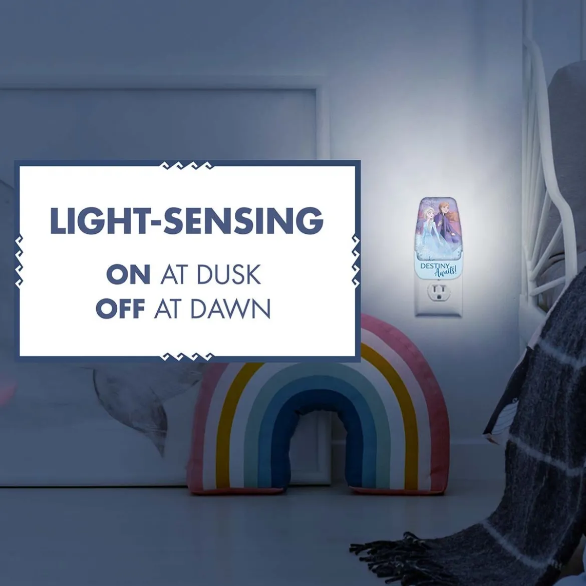 Disney Frozen II Light Sensing LED Night Light, Blue