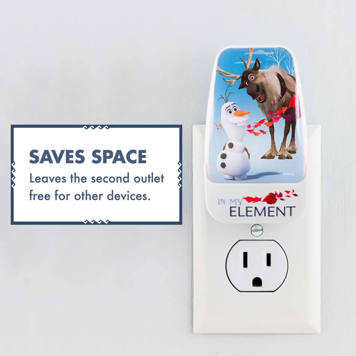 Disney Frozen II Light Sensing LED Night Light, White