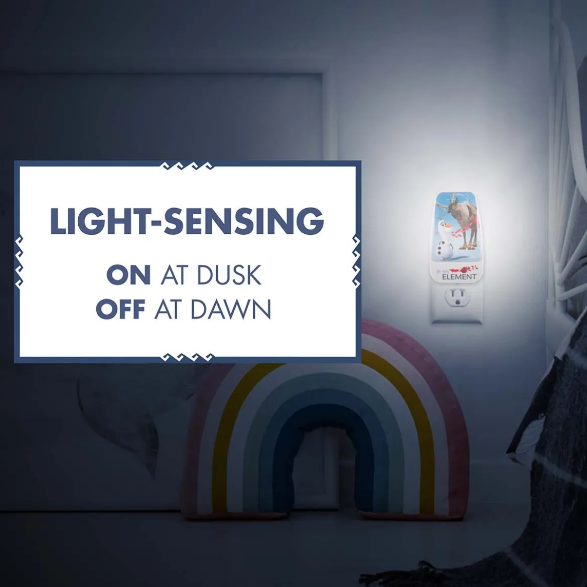 Disney Frozen II Light Sensing LED Night Light, White