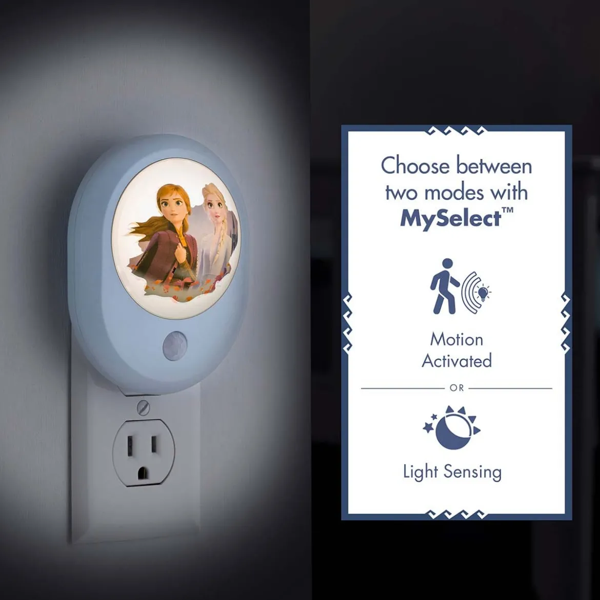 Disney Frozen II Motion-Sensing Light Sensing LED Night Light, Blue