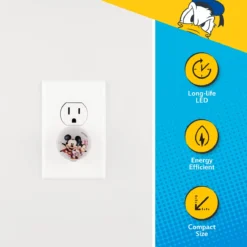 Disney Mickey and Minnie Light-Sensing GLO Dot Night Light, 2 Pack, White