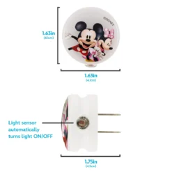 Disney Mickey and Minnie Light-Sensing GLO Dot Night Light, 2 Pack, White