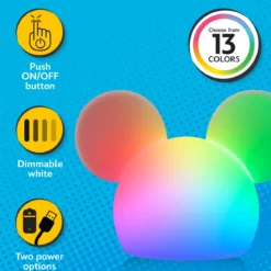 Disney Mickey Mouse Color-Changing Tabletop LED Night Light, White