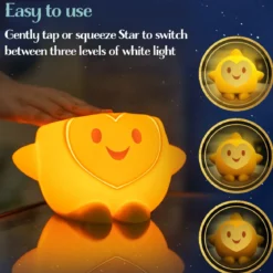 Disney WISH Star Squishy Dimmable Tabletop LED Night Light, Yellow