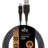 EcoSurvivor 4ft. USB-A to Lightning Charging Cable with Braided Cord, Black/Gray