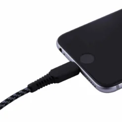 EcoSurvivor 4ft. USB-A to Lightning Charging Cable with Braided Cord, Black/Gray