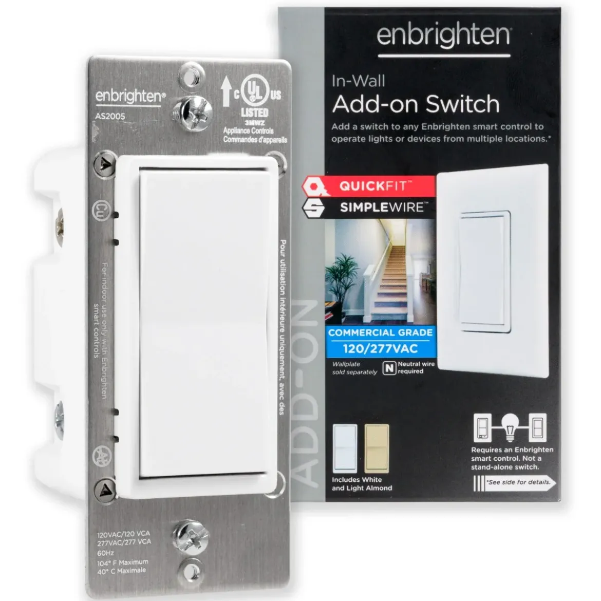 Enbrighten Add-On Switch with QuickFit™ and SimpleWire™, White
