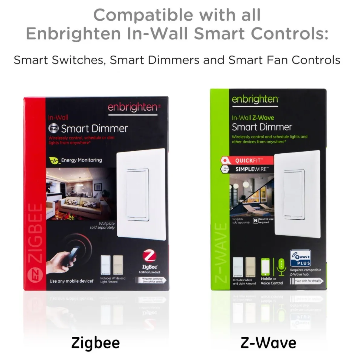 Enbrighten Add-On Toggle Switch With QuickFit™ And SimpleWire™, Light Almond