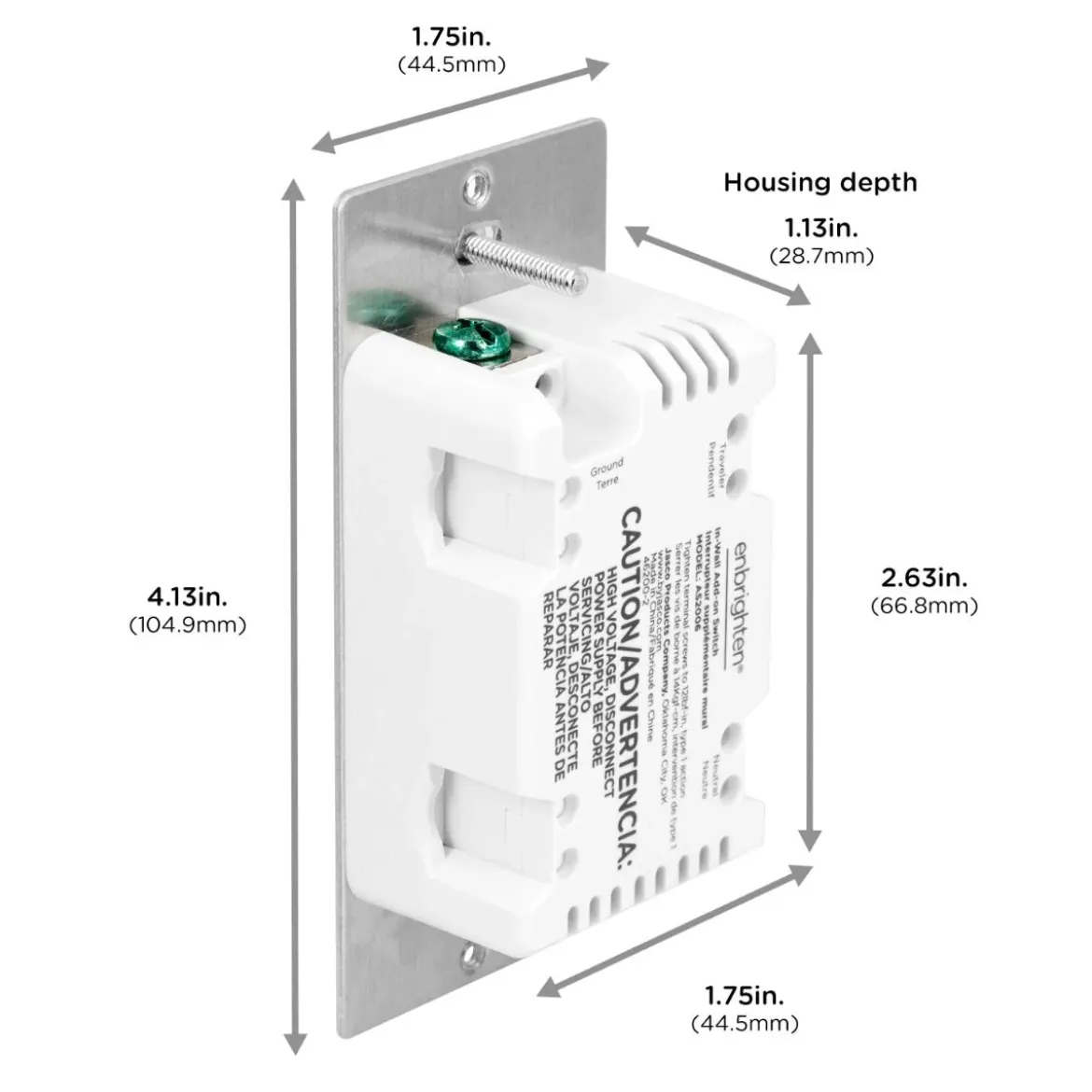 Enbrighten Add-On Toggle Switch with QuickFit and SimpleWire, White