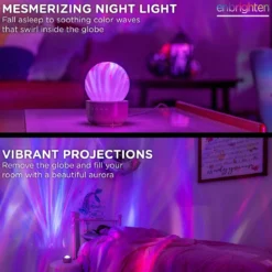 Enbrighten Aurora Wave Galaxy Projector LED Tabletop Night Light with On/Off Globe Cover, White