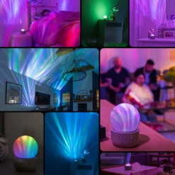 Enbrighten Aurora Wave Galaxy Projector LED Tabletop Night Light with On/Off Globe Cover, White
