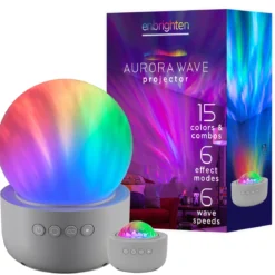Enbrighten Aurora Wave Galaxy Projector LED Tabletop Night Light with On/Off Globe Cover, White