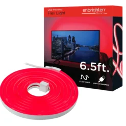 Enbrighten Basics Indoor USB-Powered Flex Light, 6.5ft., Red