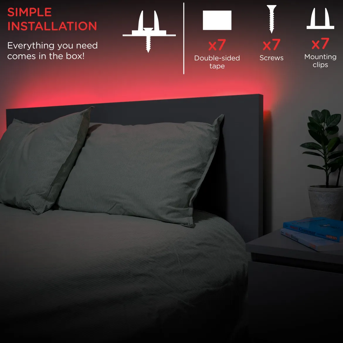 Enbrighten Basics Indoor USB-Powered Flex Light, 6.5ft., Red