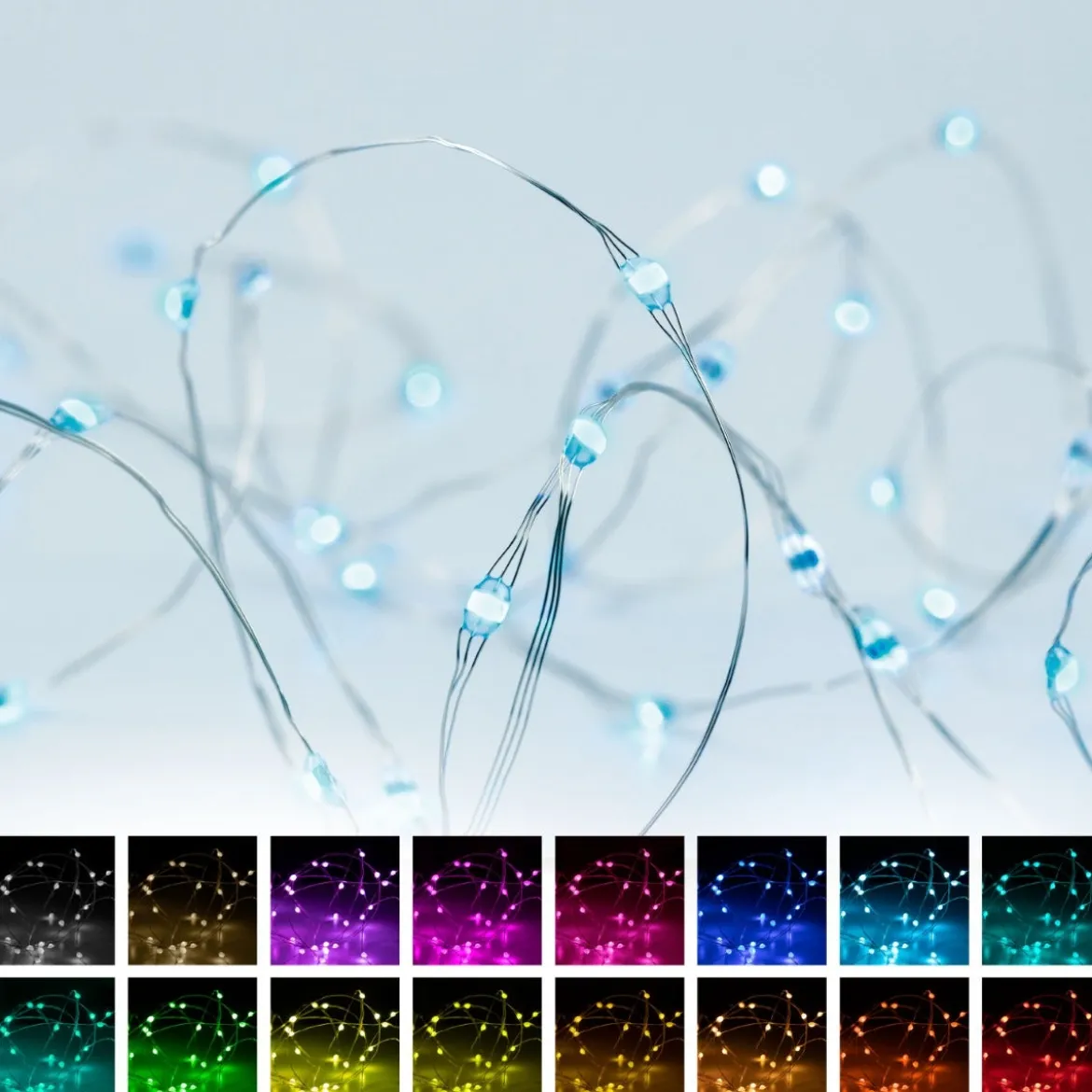 Enbrighten Basics LED Color Changing Fairy String Lights, 60 Lights, 20ft., White