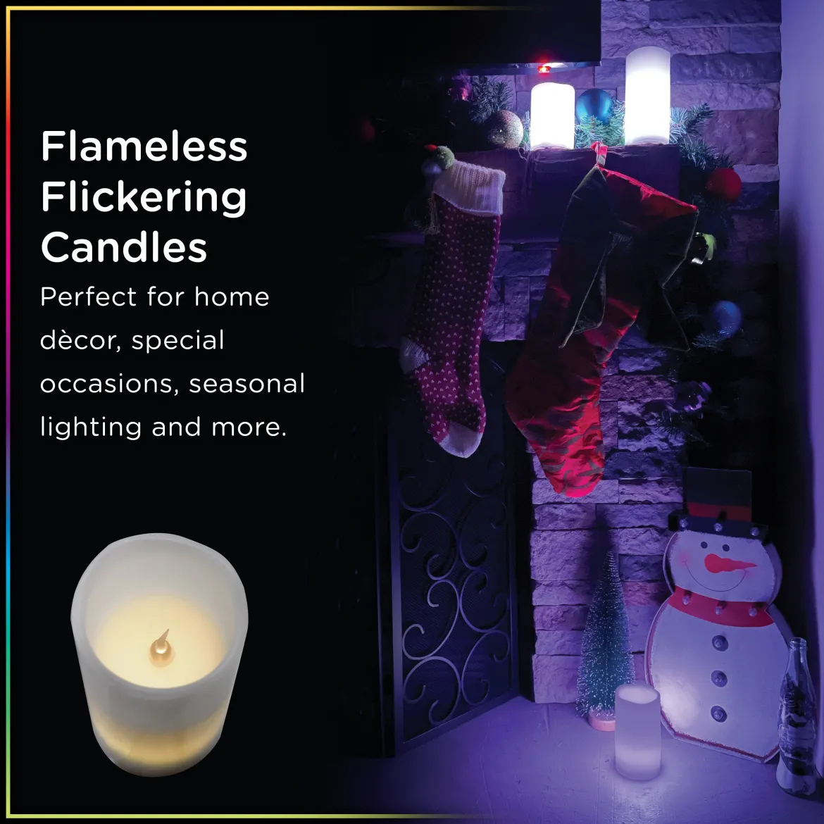 Enbrighten Battery Operated Color-Changing Flameless Flickering LED Candles, 3 Piece Set