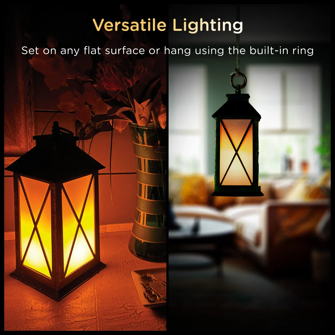 Enbrighten Candle Flicker LED Lantern. Black