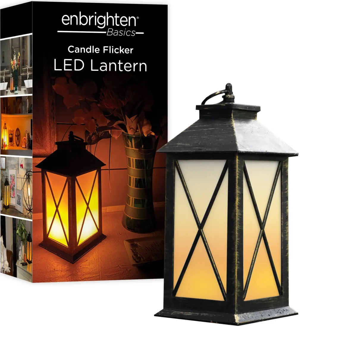 Enbrighten Candle Flicker LED Lantern. Black