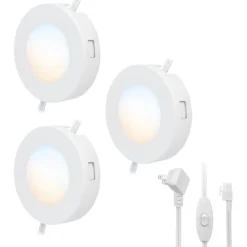 Enbrighten Color Changing Cabinet Puck Lights Plug-In, White