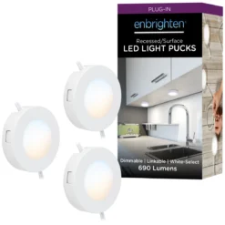 Enbrighten Color Changing Cabinet Puck Lights Plug-In, White