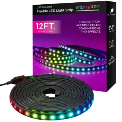 Enbrighten Color-Changing LED Stealth Tape Light Strip 12ft., Black
