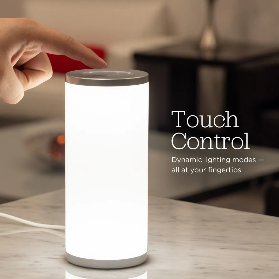 Enbrighten Color Fusion Dimmable Color Changing LED Tabletop Lamp, Silver