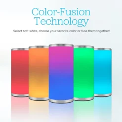 Enbrighten Color Fusion Dimmable Color Changing LED Tabletop Lamp, Silver